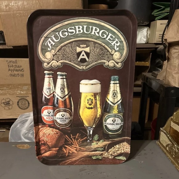 1987 Augsburger Beer Serving Tray Monroe Wisconsin - Picture 1 of 2